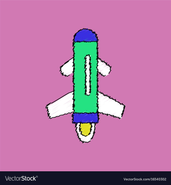 Flat shading style icon flying rocket vector image Flat shading style icon flying rocket vector image