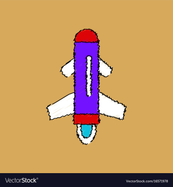Flat shading style icon flying rocket vector image Flat shading style icon flying rocket vector image