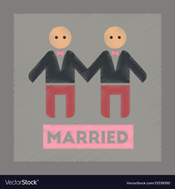 Flat shading style icon gay newlyweds vector image Flat shading style icon gay newlyweds vector image