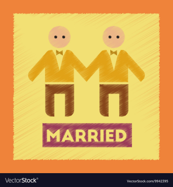 Flat shading style icon gay newlyweds vector image Flat shading style icon gay newlyweds vector image