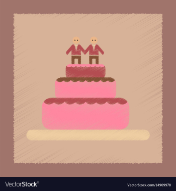 Flat shading style icon gay wedding cake vector image Flat shading style icon gay wedding cake vector image