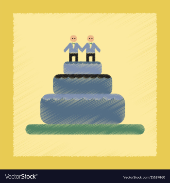 Flat shading style icon gay wedding cake vector image Flat shading style icon gay wedding cake vector image