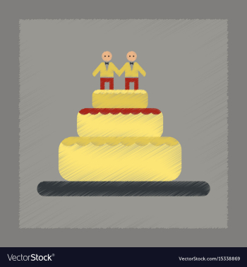 Flat shading style icon gay wedding cake vector image Flat shading style icon gay wedding cake vector image