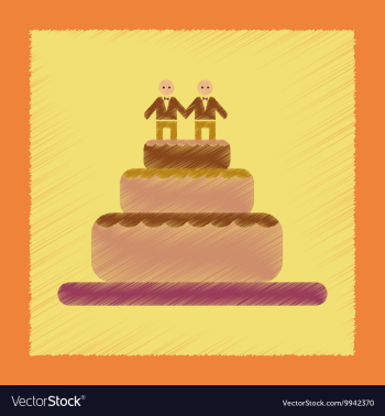 Flat shading style icon gay wedding cake vector image Flat shading style icon gay wedding cake vector image