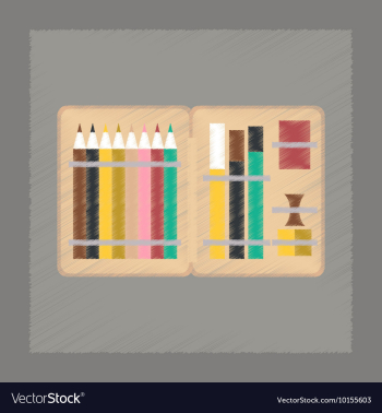 Flat shading style icon pencil box pencil pen vector image