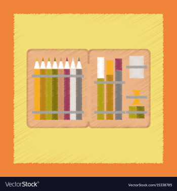 Flat shading style icon pencil box pencil pen vector image