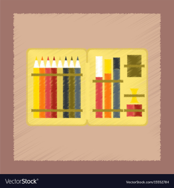 Flat shading style icon pencil box pencil pen vector image