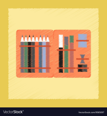 Flat shading style icon pencil box pencil pen vector image
