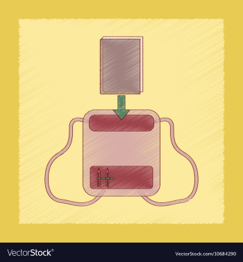 Flat shading style icon school bag backpack vector image Flat shading style icon school bag backpack vector image
