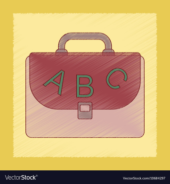 Flat shading style icon school bag backpack vector image Flat shading style icon school bag backpack vector image