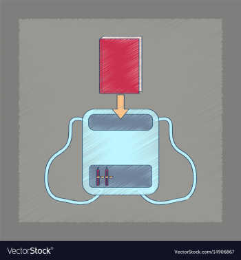 Flat shading style icon school bag backpack vector image Flat shading style icon school bag backpack vector image