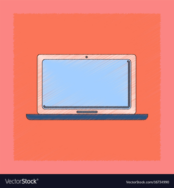 Flat shading style icon technology laptop vector image Flat shading style icon technology laptop vector image