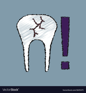 Flat shading style icon tooth fracture vector image Flat shading style icon tooth fracture vector image