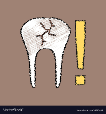 Flat shading style icon tooth fracture vector image Flat shading style icon tooth fracture vector image