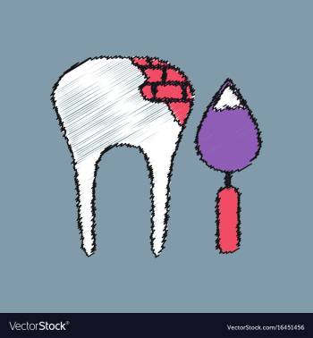 Flat shading style icon tooth repair vector image Flat shading style icon tooth repair vector image
