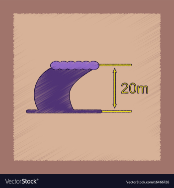 Flat shading style icon wave height vector image Flat shading style icon wave height vector image