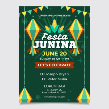 Flat style june festival flyer Free Vector Flat style june festival flyer Free Vector
