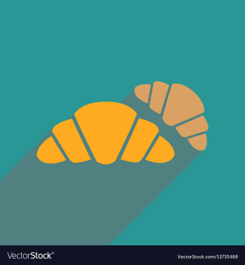 Flat web icon with long shadow croissants vector image Flat web icon with long shadow croissants vector image