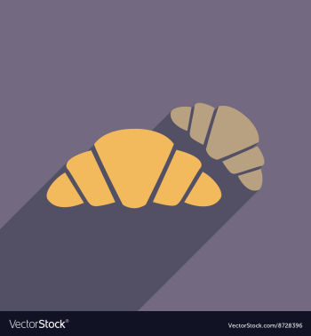 Flat web icon with long shadow croissants vector image Flat web icon with long shadow croissants vector image