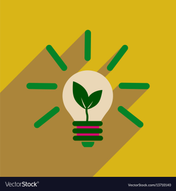 Flat web icon with long shadow eco light bulb vector image Flat web icon with long shadow eco light bulb vector image