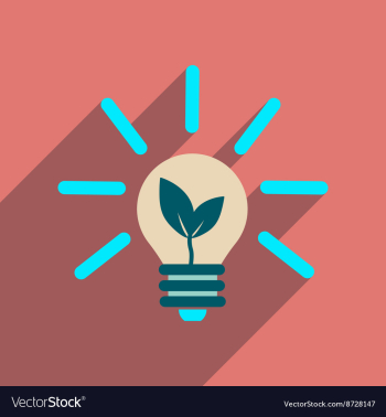 Flat web icon with long shadow eco light bulb vector image Flat web icon with long shadow eco light bulb vector image