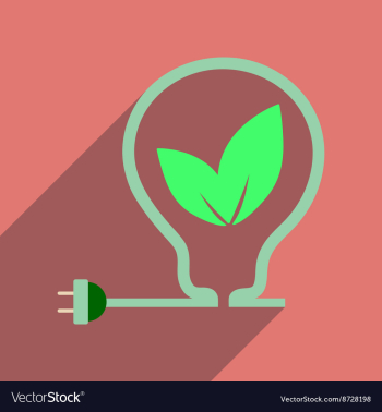 Flat web icon with long shadow eco light bulb vector image Flat web icon with long shadow eco light bulb vector image