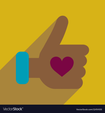 Flat web icon with long shadow heart hand vector image