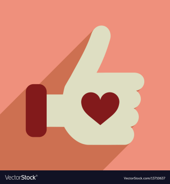 Flat web icon with long shadow heart hand vector image