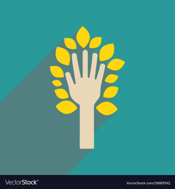 Flat web icon with long shadow leaves hand vector image Flat web icon with long shadow leaves hand vector image