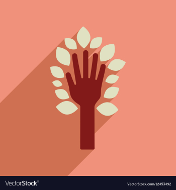 Flat web icon with long shadow leaves hand vector image Flat web icon with long shadow leaves hand vector image