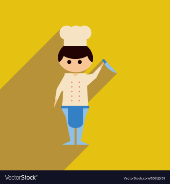 Flat web icon with long shadow Man cook vector image Flat web icon with long shadow Man cook vector image