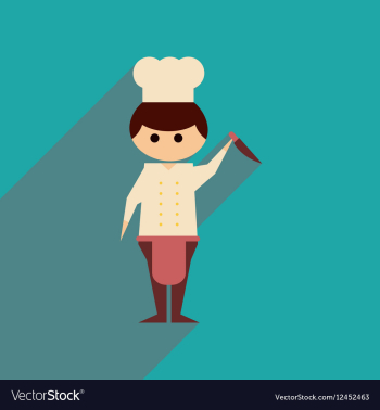 Flat web icon with long shadow Man cook vector image Flat web icon with long shadow Man cook vector image