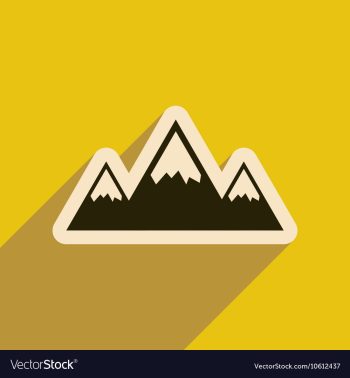 Flat web icon with long shadow mountains vector image Flat web icon with long shadow mountains vector image