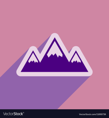 Flat web icon with long shadow mountains vector image Flat web icon with long shadow mountains vector image