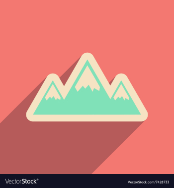 Flat web icon with long shadow mountains vector image Flat web icon with long shadow mountains vector image