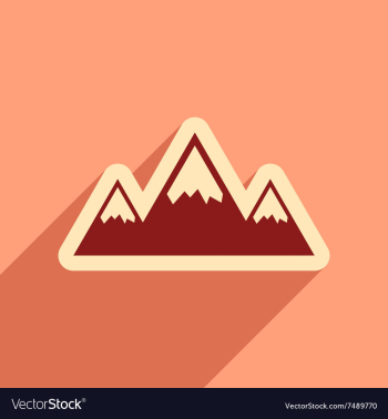 Flat web icon with long shadow mountains vector image Flat web icon with long shadow mountains vector image