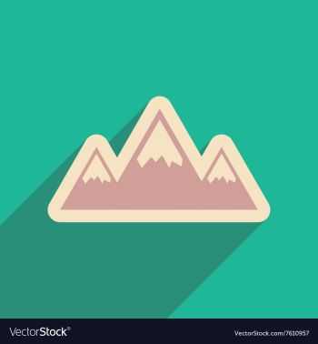 Flat web icon with long shadow mountains vector image Flat web icon with long shadow mountains vector image