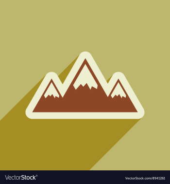 Flat web icon with long shadow mountains vector image Flat web icon with long shadow mountains vector image