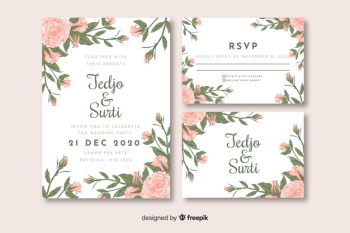 Flat wedding stationery template collection Free Vector