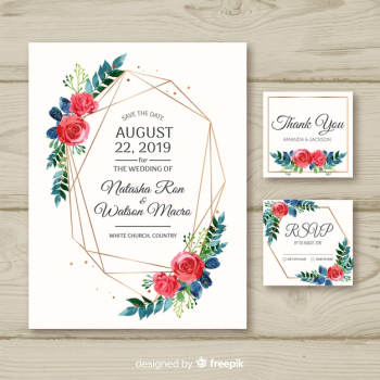 Flat wedding stationery template collection Free Vector