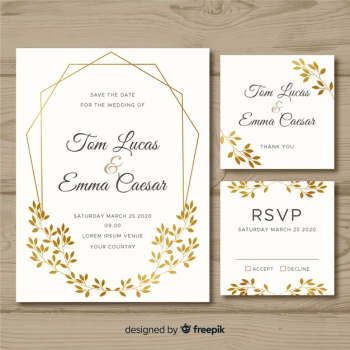 Flat wedding stationery template on white background Free Vector