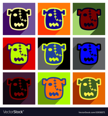 Flat with shadow concept Icon Zombie head on vector image Flat with shadow concept Icon Zombie head on vector image