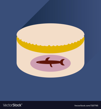 Flat with shadow Icon Canned fish vector image Flat with shadow Icon Canned fish vector image
