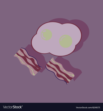 Flat with shadow Icon scrambled eggs and bacon vector image Flat with shadow Icon scrambled eggs and bacon vector image