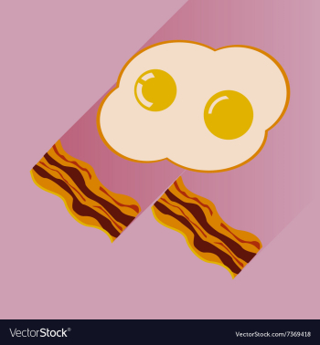 Flat with shadow Icon scrambled eggs and bacon vector image Flat with shadow Icon scrambled eggs and bacon vector image