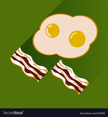 Flat with shadow Icon scrambled eggs and bacon vector image Flat with shadow Icon scrambled eggs and bacon vector image