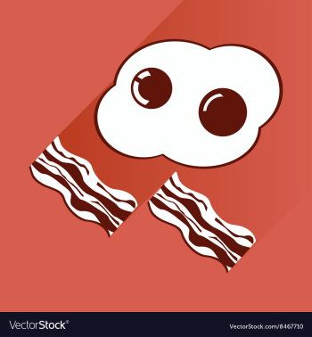 Flat with shadow Icon scrambled eggs and bacon vector image Flat with shadow Icon scrambled eggs and bacon vector image