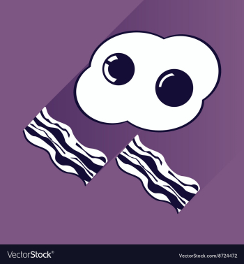 Flat with shadow Icon scrambled eggs and bacon vector image Flat with shadow Icon scrambled eggs and bacon vector image
