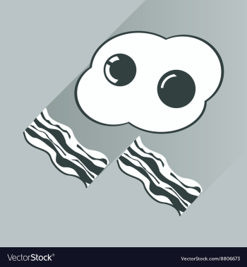 Flat with shadow Icon scrambled eggs and bacon vector image Flat with shadow Icon scrambled eggs and bacon vector image