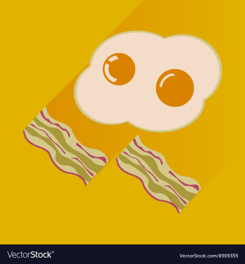 Flat with shadow Icon scrambled eggs and bacon vector image Flat with shadow Icon scrambled eggs and bacon vector image